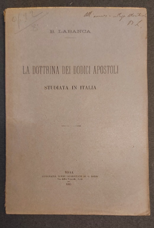 La dottrina dei dodici apostoli studiata in Italia